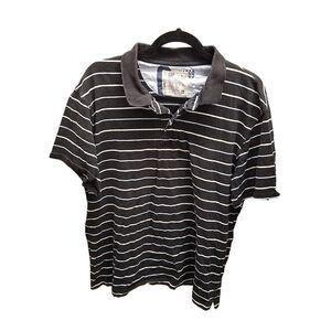 GAP Mens Sz XL Black White Striped Short Sleeve Polo Shirt